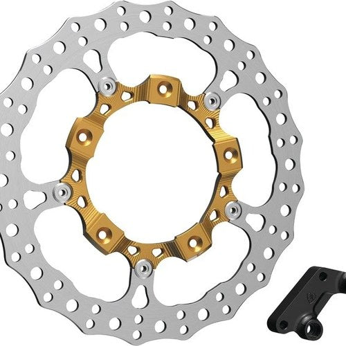 Arlen Ness Big Brake 14" Jagged Floating Brake Rotor Front Left Gold #300-002