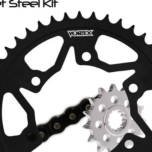 Vortex V3 Gfrs Chain & Sprocket Kit with Steel Rear Black 14/39T 520SX3-108