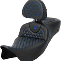 Saddlemen RoadSofa HC Ext. Reach Seat w/BR Blue Stitch #284864 Harley Davidson