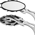 HardDrive Flame Mirror Set w/ Flame Stem Black Chrome #18-397 Harley Davidson
