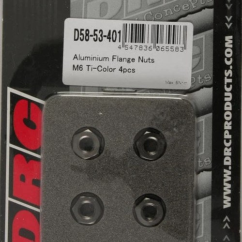 Drc Hard Ware Aluminum Flange Nuts M6 x 12mm Titanium 4-Pack