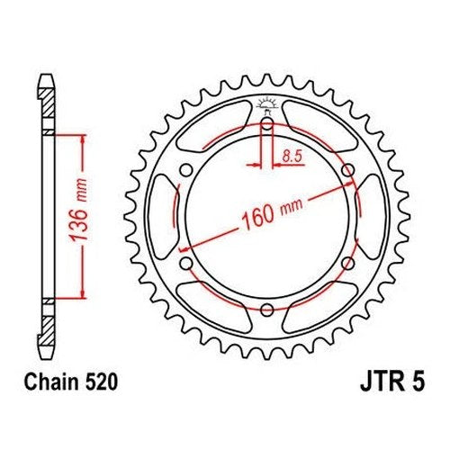 JT Steel Rear Sprocket 520 47T #JTR5.47 BMW/Aprilia/Husqvarna