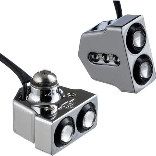 Joker Machine Side Mount Rat Eye LED Turn Signals Red LEDs Red Chrome