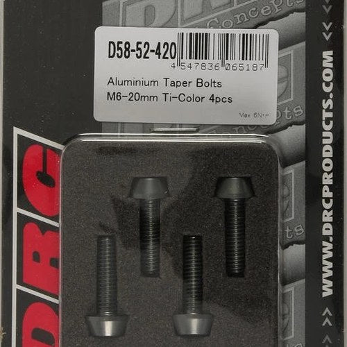 Drc Hard Ware Aluminum Taper Bolts M6 x 20mm Titanium 4-Pack