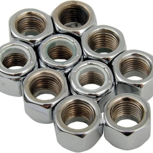 DS Chrome Motorcycle Nylon Insert Lock Nut 10-Pack 3/8"-24