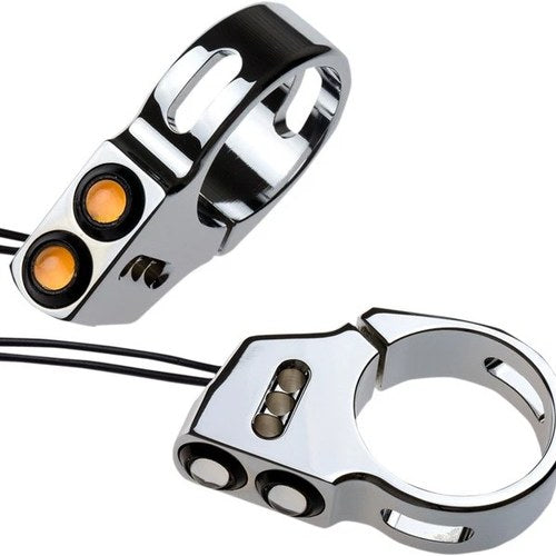 Joker Machine Fork Mount Rat Eye LED Turn Signals 39mm Amber Chrome