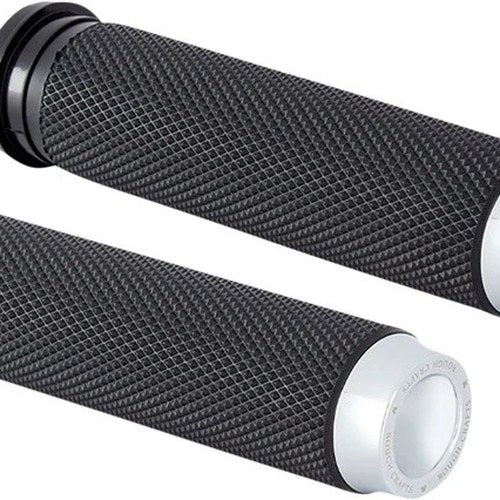 Rough Crafts Knurled Grips Chrome #RC-500-003 Harley Davidson