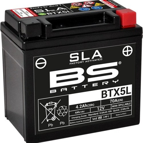 BS Battery Sla Factory Activated Maintenance Free Battery BTX5L #300670 Kymco