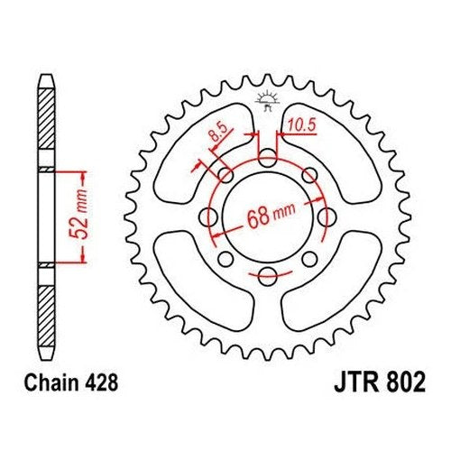 JT Steel Rear Sprocket 428 36T #JTR802.36 fits Suzuki/Kawasaki