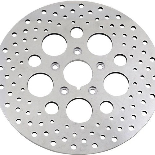 DS Polished Stainless Drilled Brake Rotor Front Harley Davidson 139485