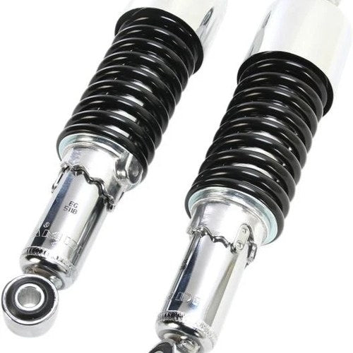 Emgo Shorty Shocks with Eyelet Mount with Shrouds Chrome/Black