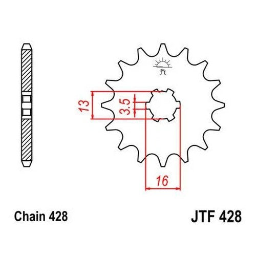 JT Front Sprocket 428 13T #JTF428.13 fits Suzuki DR-Z70/RM80