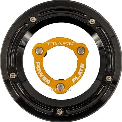 Trask Derby Cover/Power Plate Kit Black/Gold #TM-0051-BK-GD Harley Davidson