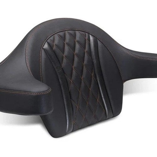 Mustang Deluxe Ext. Arm King Tour Pak Backrest Diamond Orange Stitch #88430MO