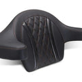 Mustang Deluxe Ext. Arm King Tour Pak Backrest Diamond Orange Stitch #88430MO