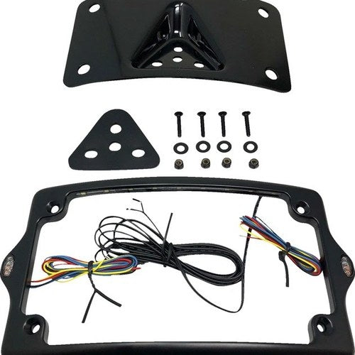 Kodlin Curved LED License Plate Kit For Harley Davidson 3-Hole Pattern Black