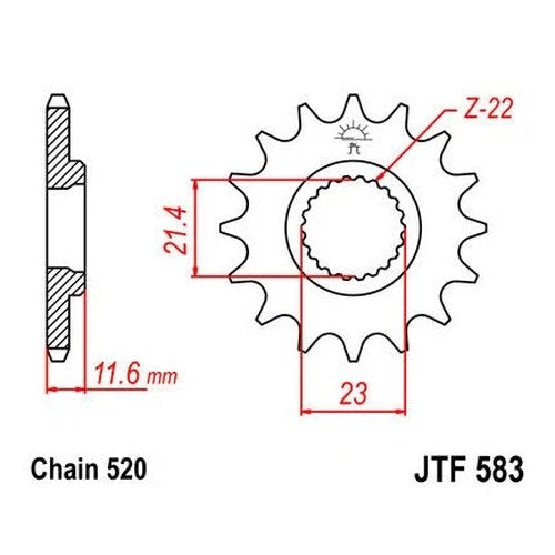 JT Front Sprocket 520 13T fits Yamaha TT-R250 1999-2006