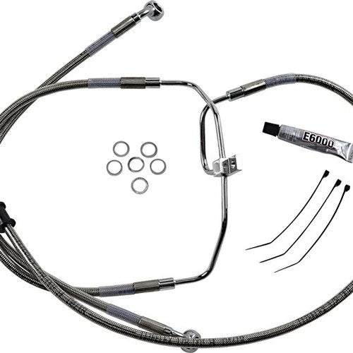 DS Braided Brake Line Kit Non-ABS Front +10" Harley Fxdf Dyna Fat Bob 08-16