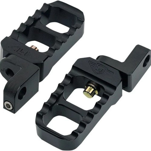 Joker Machine Stubby Adjustable Serrated Billet Footpegs Black #08-642-3B