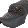 Saddlemen RoadSofa HC Ext. Reach Seat Orange Stitch #284957 Harley Davidson