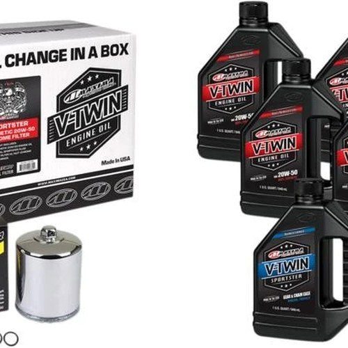 Maxima Oil Change In A Box Synthetic Oil Kit Chrome 20W-50 Harley Sportster