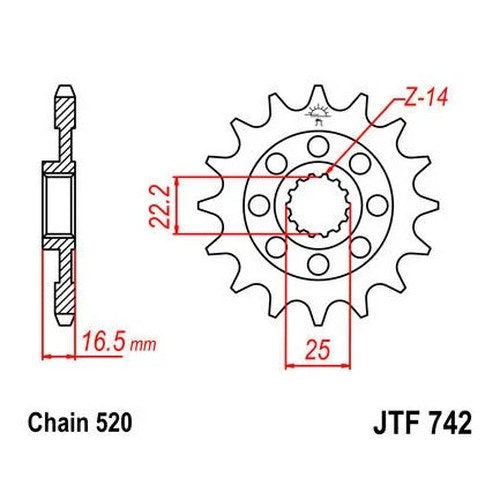 JT Front Sprocket 520 15T #JTF742.15 Ducati 848/1198/1098