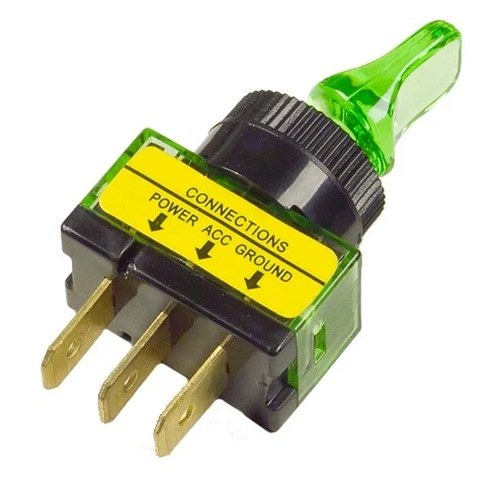 Grote Industries Toggle/Lever Style On/Off Switch with Light Green 20A