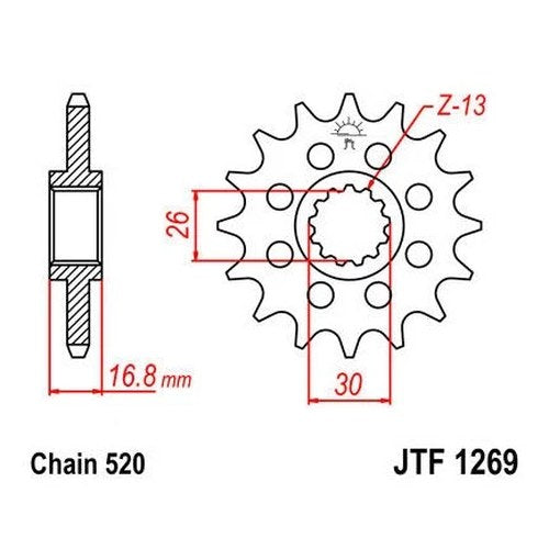 JT Front Sprocket 520 16T #JTF1269.16 for Honda