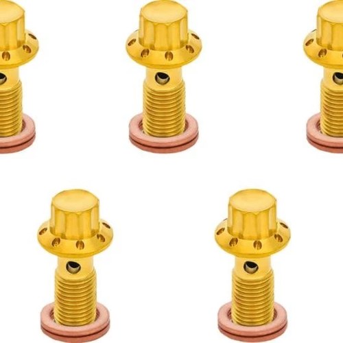 Arlen Ness Titanium Banjo Bolts M12x1.25 Front Gold 5-Pack #300-865