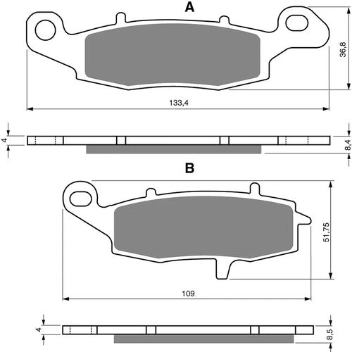 Brake Disc Pads Front L/H Goldfren for 2008 Kawasaki ER-6N (ER650A8F)