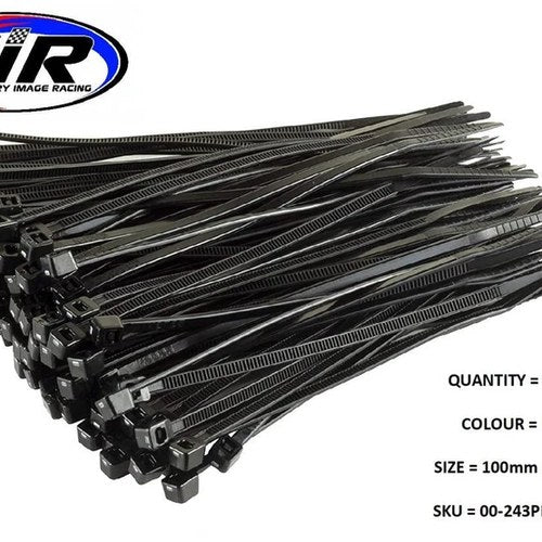 Nylon Cable Zip Ties - Black, 100mm x 2.5mm - Pack OF 100