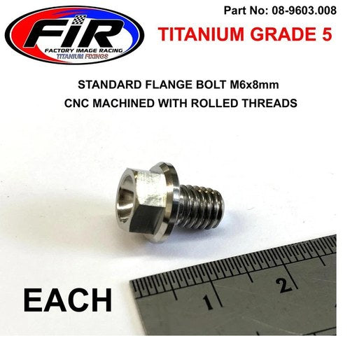 Titanium GR5 Bolt M6 x 8mm Each, Flange OD: 11mm / Hex Size: 8mm