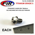 Titanium GR5 Bolt M6 x 8mm Each, Flange OD: 11mm / Hex Size: 8mm