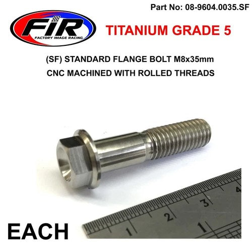Titanium GR5 Bolt M8 x 35mm Each, Flange OD: 14mm / Hex Size: 10mm, /