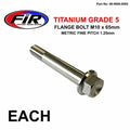 Titanium GR5 Bolt M10 x 65mm Each, Metric Fine 1.25mm / Grade 5