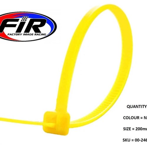 Nylon Cable Zip Ties - Neon Yellow, 200mm x 4.8mm - Pack OF 100