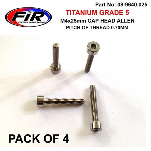Titanium Skt Allen M4x25mm, Carb Float Bowl Screws x 4, / Socket Cap Head