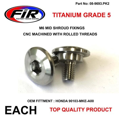 M6 Rad Shroud Bolts Honda PK 2, Titanium Grade 5 /, OEM Ref: 90103-MKE-A00