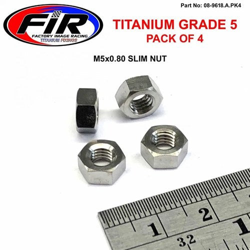 Titanium M5x0.80 Slim Nut PK4, Brake & Clutch Lever Nut, Kaw Ref: 311AA0500