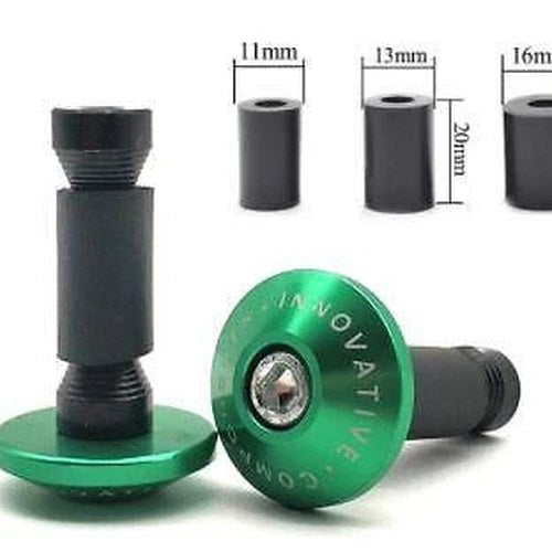 Bar End Caps 12-18mm Green, Anti Vibration Silder Plug Yamaha Kawasaki honda