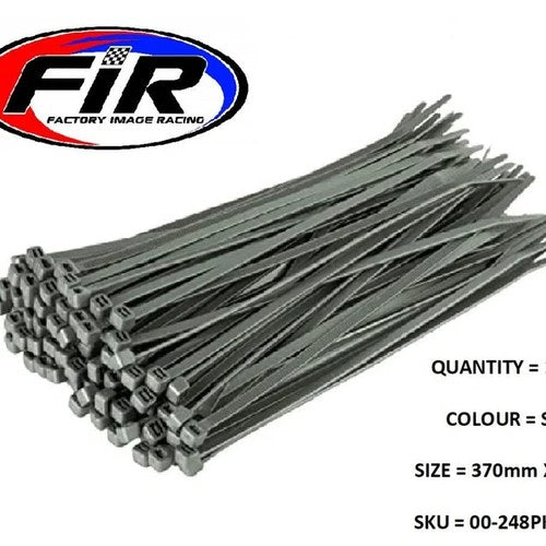 Nylon Cable Zip Ties - Silver, 370mm x 4.8mm - Pack OF 100