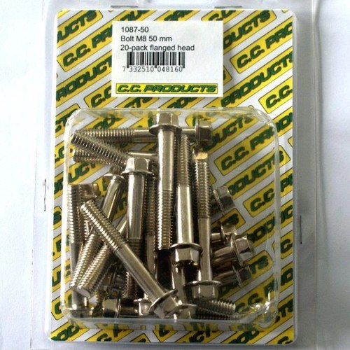 M8 x 50mm Flange Bolt, Pack OF 20, 10mm Hex
