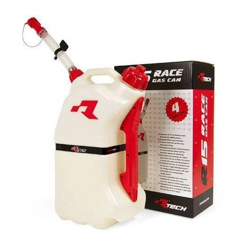 Rtech R15 Fuel Can 15Ltr. WHITE/RD, Rtech R-GASCARS0017 Jug, Jerry Can