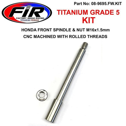 Honda Front Spindle & Nut M16x1.5, Titanium, Ref: 44301-MEN-000/90301-KZ4-J40