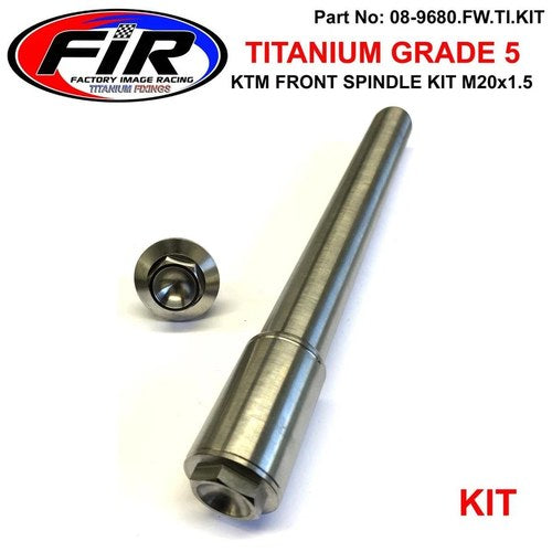 KTM New Front Spindle & Nut M20x1.5, Titanium 79109081033/70009082000, FIR-BRAND