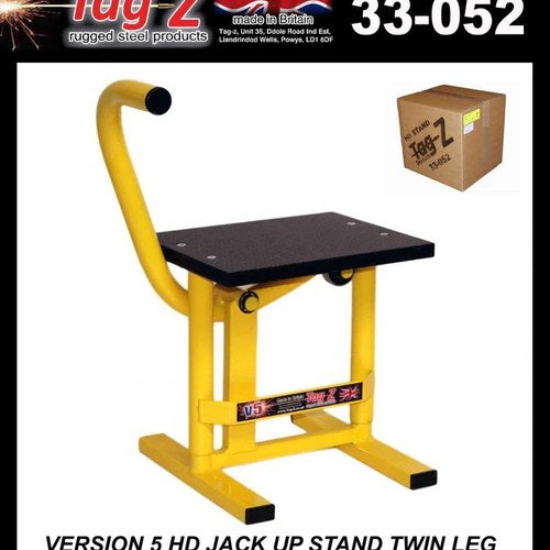 HD JACK-UP-STAND Twin Leg v5, Large Yellow Stand 440mm High