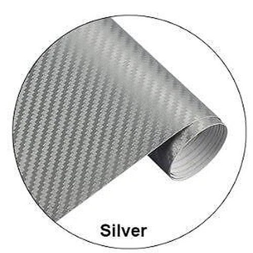 Silver Carbon Fiber Decal Sheet 30x127cm, 3D Fiber Vinyl