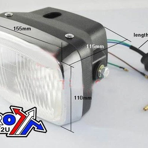 Universal Rectangle Headlight Assembly, Side Mount