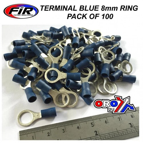 Terminal Blue 8mm Ring PK100, Pack OF 100