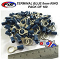 Terminal Blue 8mm Ring PK100, Pack OF 100